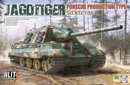 Char allemand – Jagdtiger Sd.Kfz.186 Porsche Type de production – Maquette Takom 8003 1:35