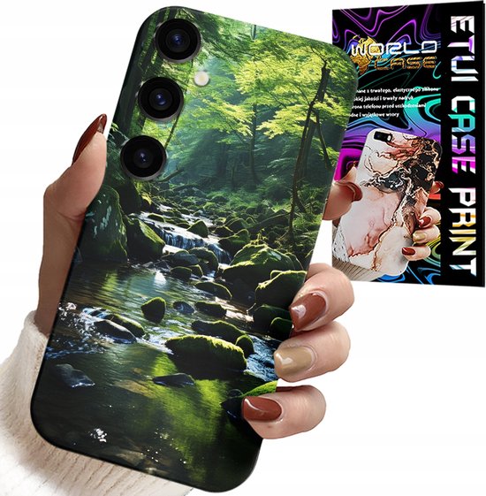 COQUE POUR SAMSUNG GALAXY A55 5G – VUE NATURELLE D&rsquo;UNE FORÊT, RIVIÈRE ET RUISSEAU