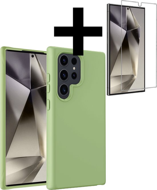 Coque pour Samsung Galaxy S24 Ultra Coque en Siliconen avec Protecteur d&rsquo;écran – Coque pour Samsung Galaxy S24 Ultra Coque Siliconen – Vert