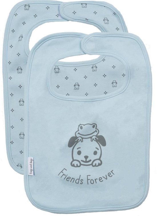 Bavoir en coton Friends Forever – Blue 1 pièce – Frogs and Dogs