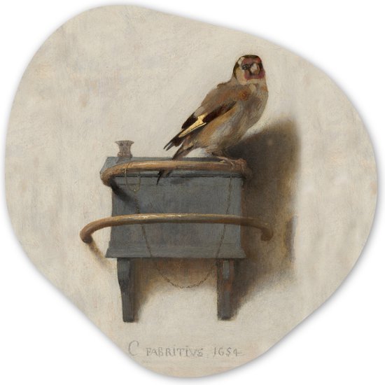 Décoration murale Organique – Décoration Décoration murale Plastique – Peinture Organique – Chardonneret – Vieux Maître – Carel Fabritius – 60×60 cm – Forme de miroir organique sur plastique