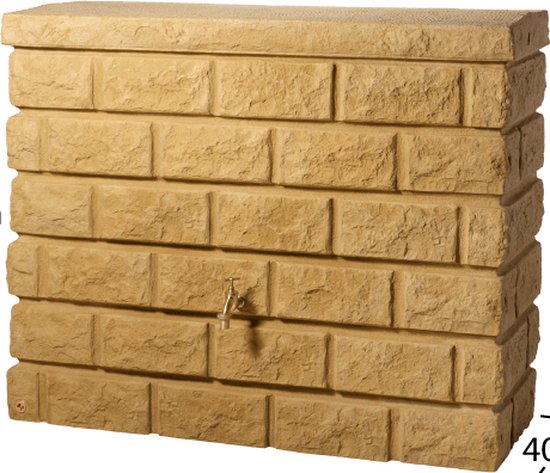 Baril de pluie Graf Rocky 400 L – beige sable – avec robinet – avec remplissage automatique pour tuyau de pluie rectangulaire