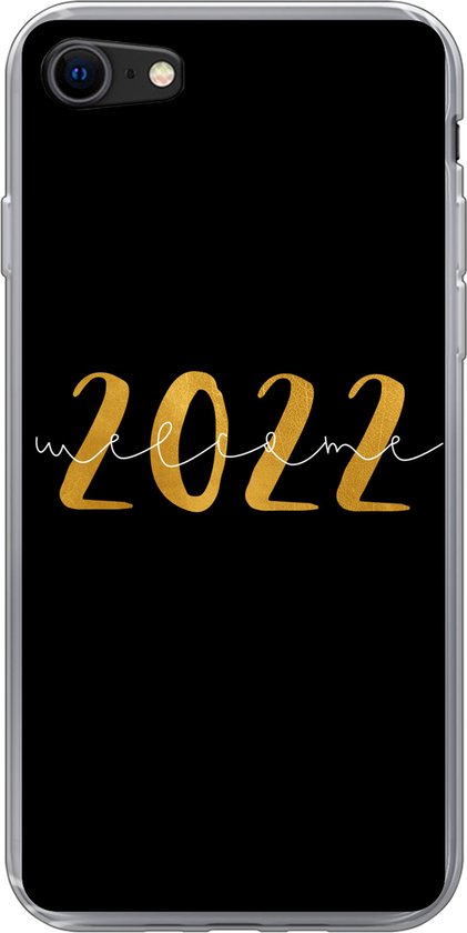 Étui de téléphone Convient pour iPhone SE 2022 étui – Nouvel an – Goud – Welcome 2022 – Dictons – Citations – Étui de téléphone Siliconen Étui de téléphone