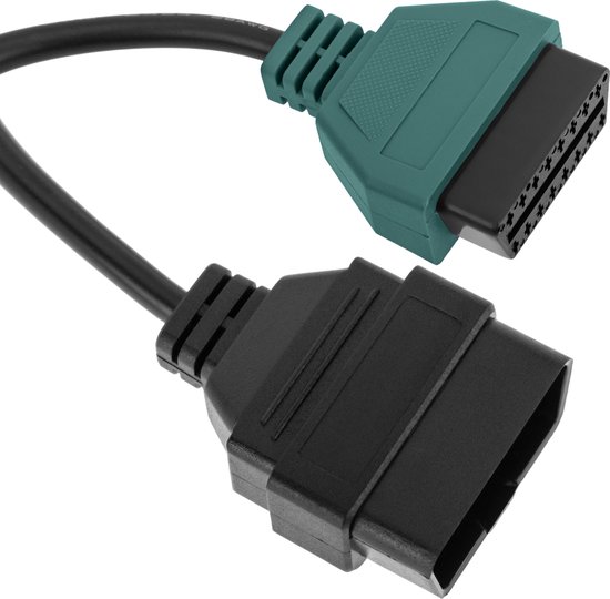 BeMatik – Câble de diagnostic mâle OBD2 vert 16 broches compatible avec le logiciel de numérisation Fiat ECU 228 mm
