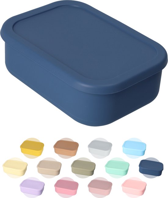 Boîte à lunch Flex – Pliable ! – Récipients de congélation – Convient à la congélation – Bentobox pliable en Siliconen – 800 ml – Sans BPA ! – Blauw foncé