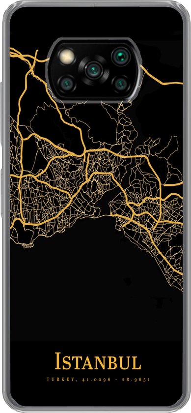 Coque Xiaomi Poco X3 Pro – Istanbul – Carte – Or – Coque de téléphone en Siliconen