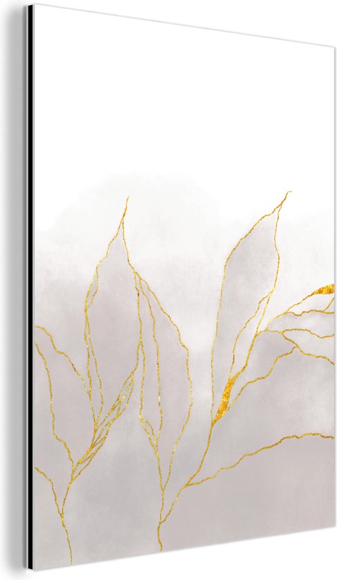 Décoration murale Métal – Peinture Aluminium Industrielle – Aspect Marbre – Grijs – Goud – Chic – Marbre – 60×80 cm – Dibond – Photo sur aluminium – Décoration murale industrielle – Pour le salon / chambre