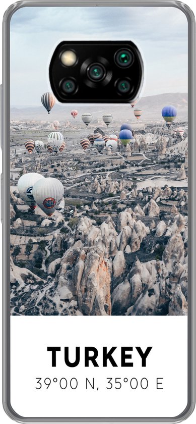 Convient pour coque Xiaomi Poco X3 NFC – Turquie – Rochers – Montgolfières – Coque de téléphone en Siliconen