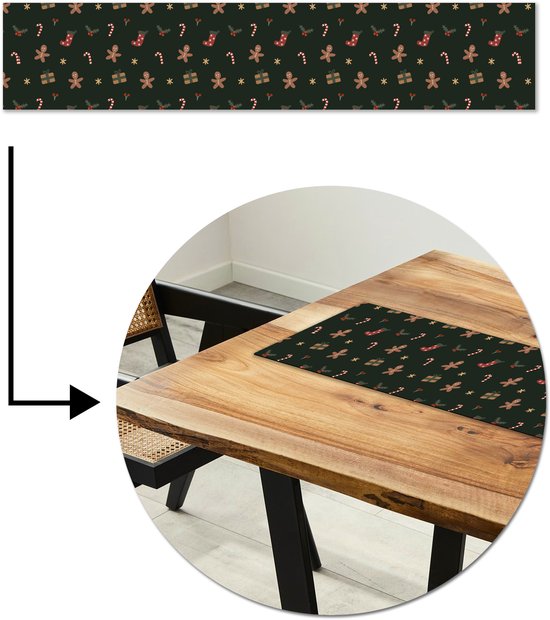 Chemin de table 150×30 cm – Tapis de table vinyle Illustration – Figures – Vert – Décoration de table – Décoration de table – Décoration de cuisine – Décoration de table