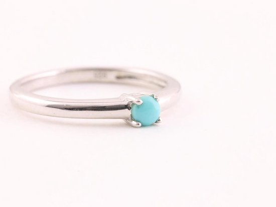 Bague fine en argent brillant avec turquoise – taille 15,5
