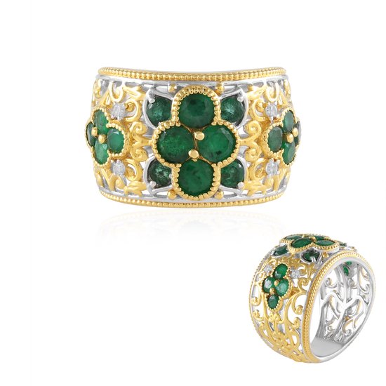 Bague en argent avec émeraude