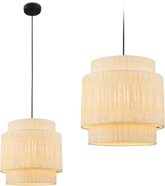 BRILONER Papper – Lampe suspendue – éclairage de salle à manger – écorce – style bohème – culot E27 – Ø30 x 12,8 cm – naturel – marron