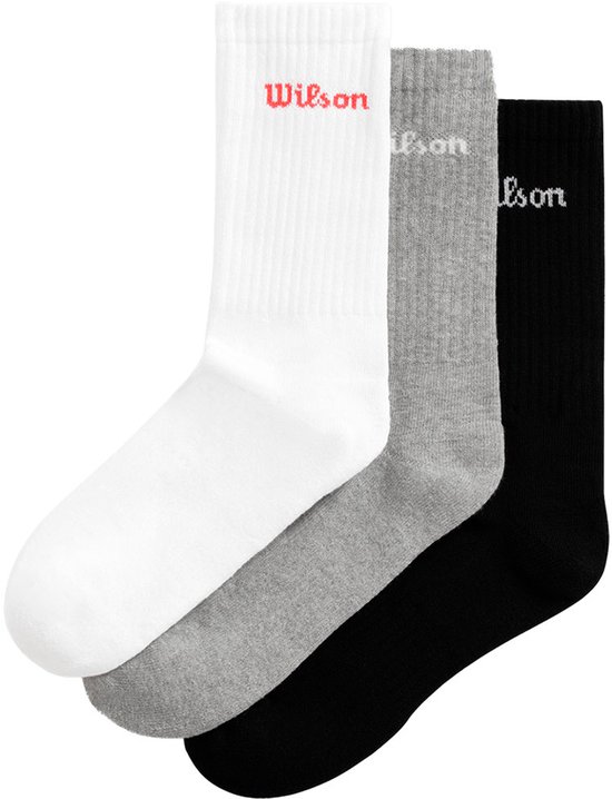 Chaussettes Wilson Crew Logo, lot de 3, Grijs EU 43-46, homme et femme