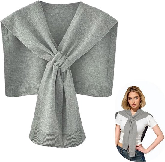 Châle d&rsquo;enveloppement – Foulards noués – Châle d&rsquo;enveloppement tricoté – Foulard tricoté – Foulard pour femmes – Foulard de pull – Châle d&rsquo;enveloppement pour femmes – Cape nouée – Foulard cardigan – Foulard de gilet – Pull – Cape – Foulard – gris