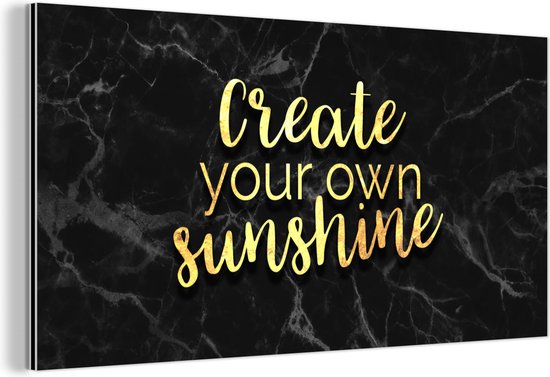 Décoration murale Métal – Peinture Aluminium Industriel – Citations – Sun – Or – Marbre – 80×40 cm – Dibond – Photo sur aluminium – Décoration murale industrielle – Pour le salon/chambre