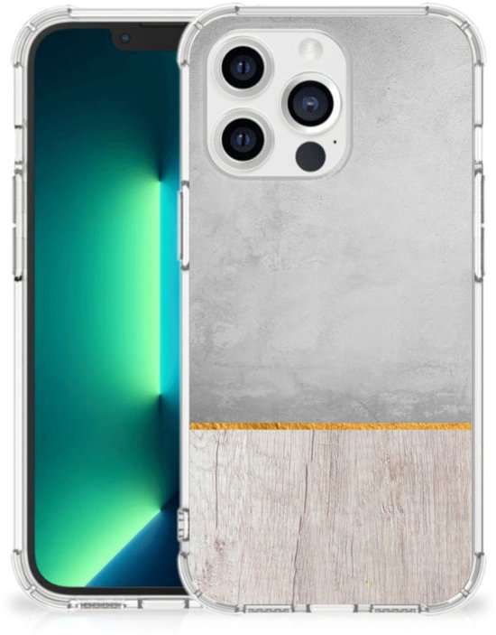 Coque pour téléphone portable iPhone 13 Pro Max Belle coque de téléphone avec bord transparent Wood Beton