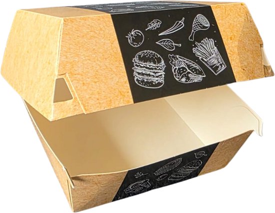 Boîte à hamburger – Klein – 100 pièces – karton – 9,4 x 9,4 x 7,5 cm – Snack Time – IMES
