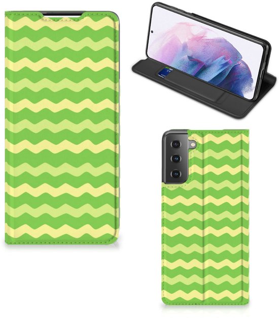 Book Case Samsung Galaxy S21 Plus Phone Case Waves Vert