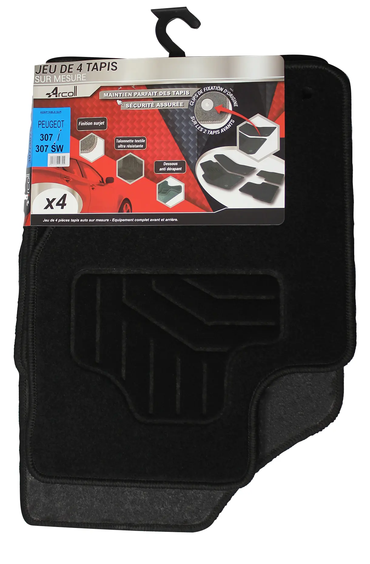 ARCOLL – 4 tapis Peugeot 307 et Peugeot 307SW de 08/2000 à 2011