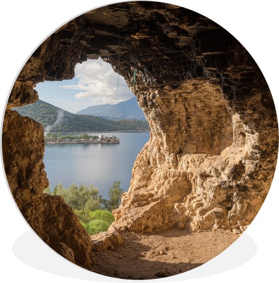 Cercle mural – Water – Grotte – Paysage – Nature – Décoration murale ronde – Cercle mural – 150×150 cm – Plastique – Cercle mural nature – Cercle mural intérieur