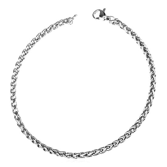 Fako Bijoux® – Bracelets à maillons Lien Sétaire – Rond Tressé – Acier – Acier Inoxydable – 4mm – 22cm – Argenté