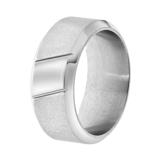 Bague homme en acier à rayures