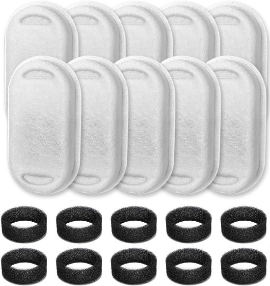 Filters Drinkfontein kat – Drinkfontein Filters Navulling – Waterfilter & Sponsfilter – Waterfontein Kat Accessoires – verstelbare waterstroom – Geschikt voor huisdierenfonteinen en filters hondenfonteinen – 8 filters en 8 sponzen