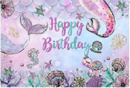 Bannière – décoration murale – pour égayer votre fête 150 cm x 100 cm – monde sous-marin – Happy Birthday