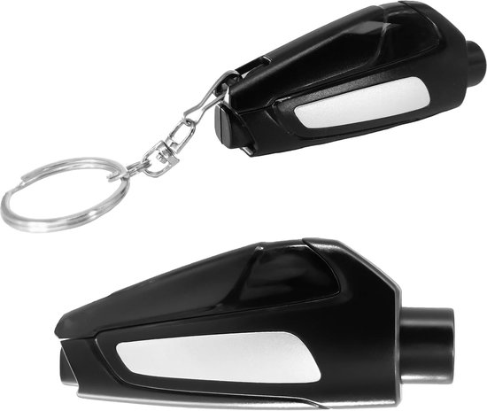 Brise-vitre 3-en-1/coupeur de ceinture, mini-kit d&rsquo;urgence 2 pièces pour accidents automobiles avec porte-clés, adapté à la terre ou sous l&rsquo;eau – noir