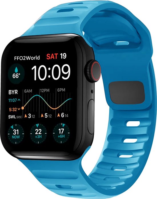 Bracelet Sport Plein air en Siliconen – Blauw – Convient pour iWatch 42 mm (séries 3/2/1) – 44 mm – 45 mm – 46 mm – 49 mm – Bracelet de montre intelligente en silicone robuste et étanche – Pour Apple Watch Series Ultra 10 9 8 7 6 5 4 3 2 1 SE