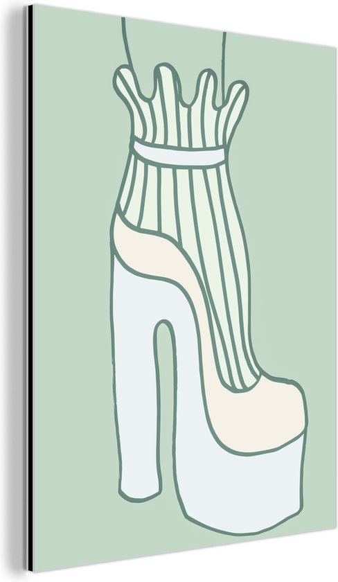 Décoration murale Métal – Peinture Aluminium Industriel – Chaussure – Vert – Abstrait – Vêtements – 60×80 cm – Dibond – Photo sur aluminium – Décoration murale industrielle – Pour le salon/chambre