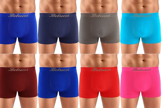 Boxers Belucci en microfibre pour homme – Lot de 8 – Couleurs Assorti – Taille XL/ XXL