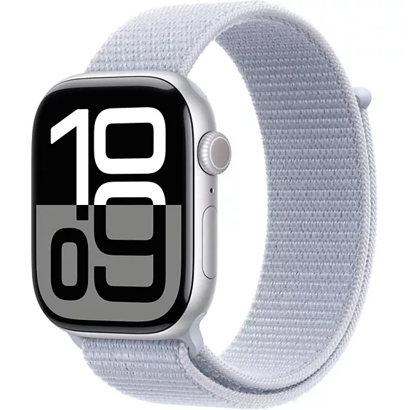 Apple – Apple Watch Series 10 (2024) GPS + Cellular, Boitier Argent de 42mm avec bracelet Textile , Argent