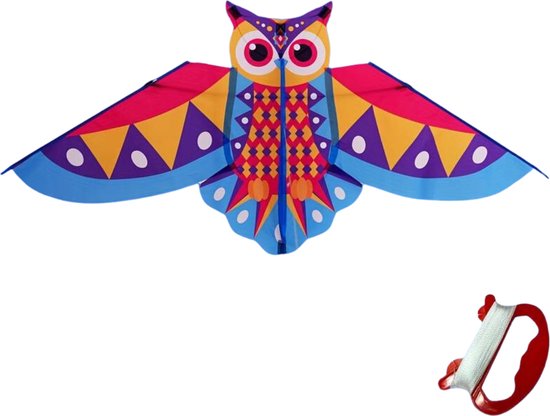 Cerf-volant de plage Bovista – Kite Cerfs-volants – Cerf-volant pour enfants – Hibou – Blauw