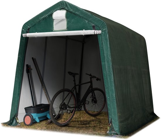 Carport garage 2,4 x 3,6 m abri tente de stockage avec bâche d&rsquo;environ 260 g/m² acier vert