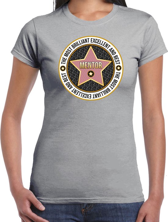 Bellatio Decorations T-shirt cadeau femme – mentor – gris – merci – anniversaire XXL
