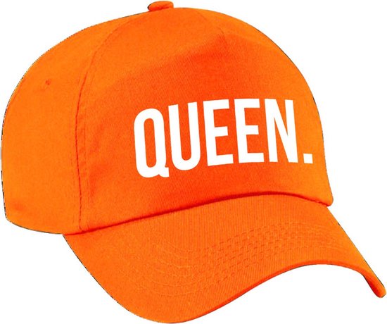 Casquette Queen / casquette de baseball orange avec imprimé blanc pour fille – Holland / King&rsquo;s Day – casquette de fête / casquette habillée
