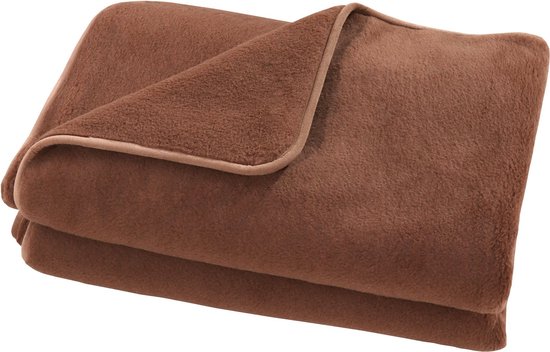 Couverture en Laine Marron Chocolat Plaid 220x200cm en Laine Vierge Mérinos Australienne 450gsm Certificat Woolmark
