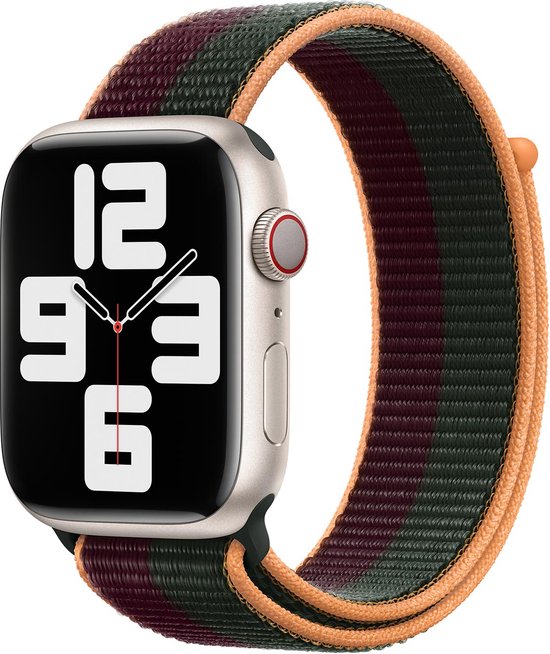 Bracelet Sport Tissé pour Apple Watch – 41 mm – Cherry Foncé/Vert Forêt – pour Apple Watch SE/5/6/7