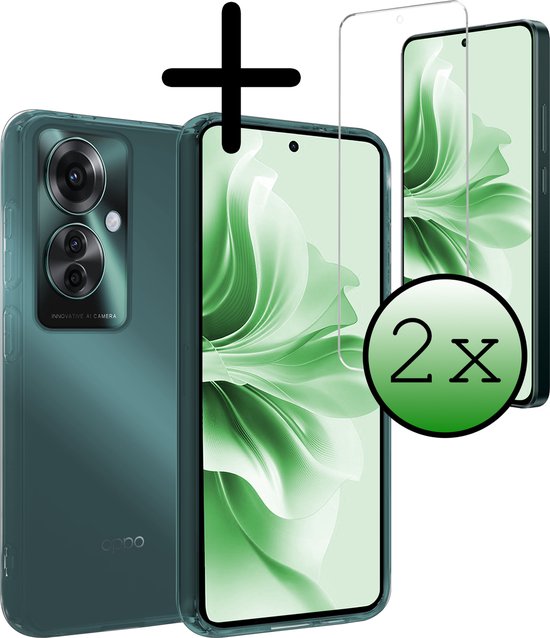 Coque pour OPPO Reno 11F Coque arrière en Siliconen avec 2 films de protection d&rsquo;écran – Coque pour OPPO Reno 11F – Transparent
