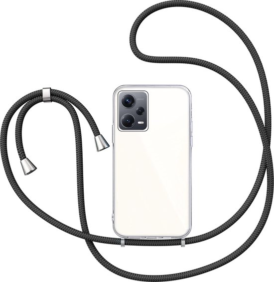 Coque Xiaomi Note 12 Pro 5G avec Cordon – Coque Arrière Coque en Siliconen Transparente Zwart
