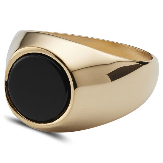 Bague dorée avec pierre onyx Law
