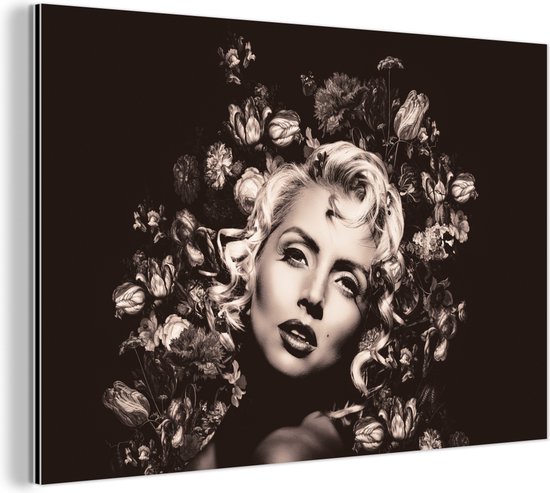 Décoration murale Métal – Peinture Aluminium Industrielle – Femme – Bloem – Luxe – 60×40 cm – Dibond – Photo sur aluminium – Décoration murale industrielle – Pour le salon / chambre