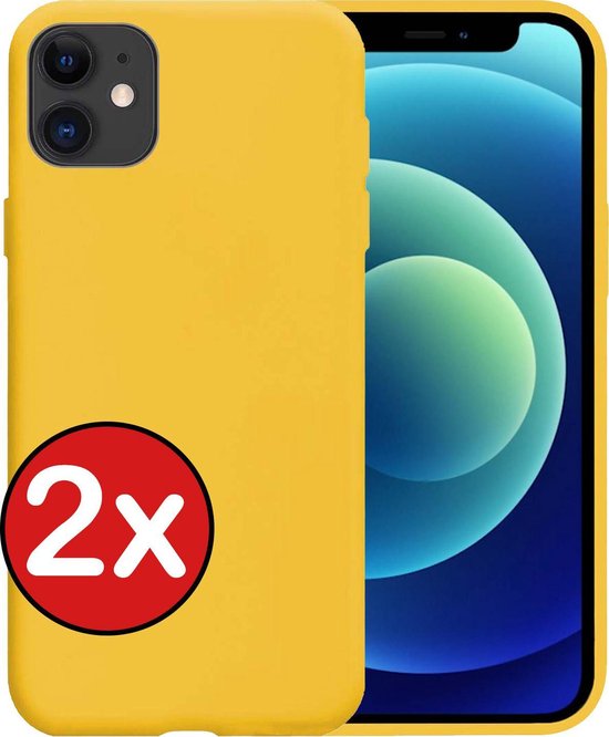Coque adaptée pour iPhone 12 Mini Coque en Siliconen – Coque adaptée pour iPhone 12 Mini Coque – Jaune – Lot de 2