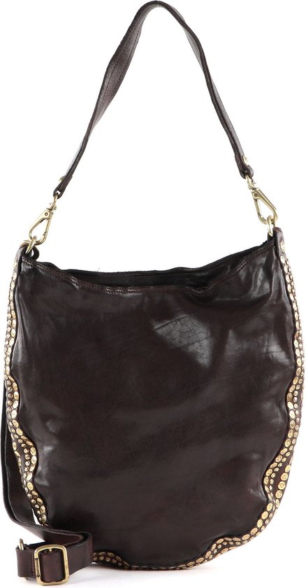 CAMPOMAGGI Cuir Sac à épaule Sac à épaule bandoulière Shoulder Bag Moro Brun