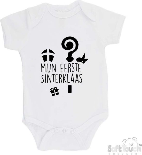 Barboteuse 100% coton « Mon premier Sinterklaas » Unisexe Katoen Wit/noir Taille 68