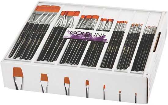 Brosses Gold Line, 0 + 2 + 4 + 8 + 12 + 16 + 20, l: 2-24 mm, 84 pièces