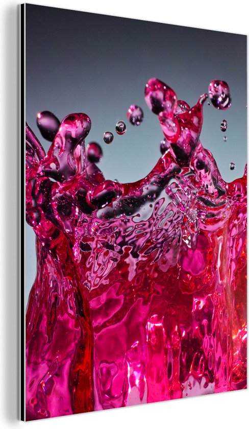 Décoration murale Métal – Peinture Aluminium Industriel – Water – Abstrait – Rose – Gouttes – 90×120 cm – Dibond – Photo sur aluminium – Décoration murale industrielle – Pour le salon/chambre