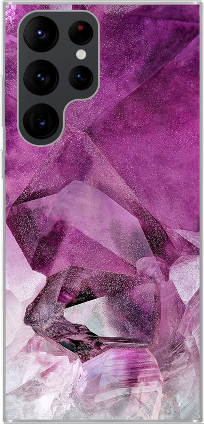 Coque Samsung Galaxy S22 Ultra – Natuursteen – Violet – Luxe – Coque de Téléphone en Siliconen