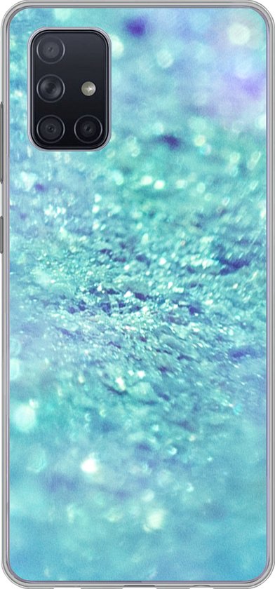 Coque Samsung Galaxy A51 5G – Texture pailletée bleue à la lumière – Siliconen Phone Cover